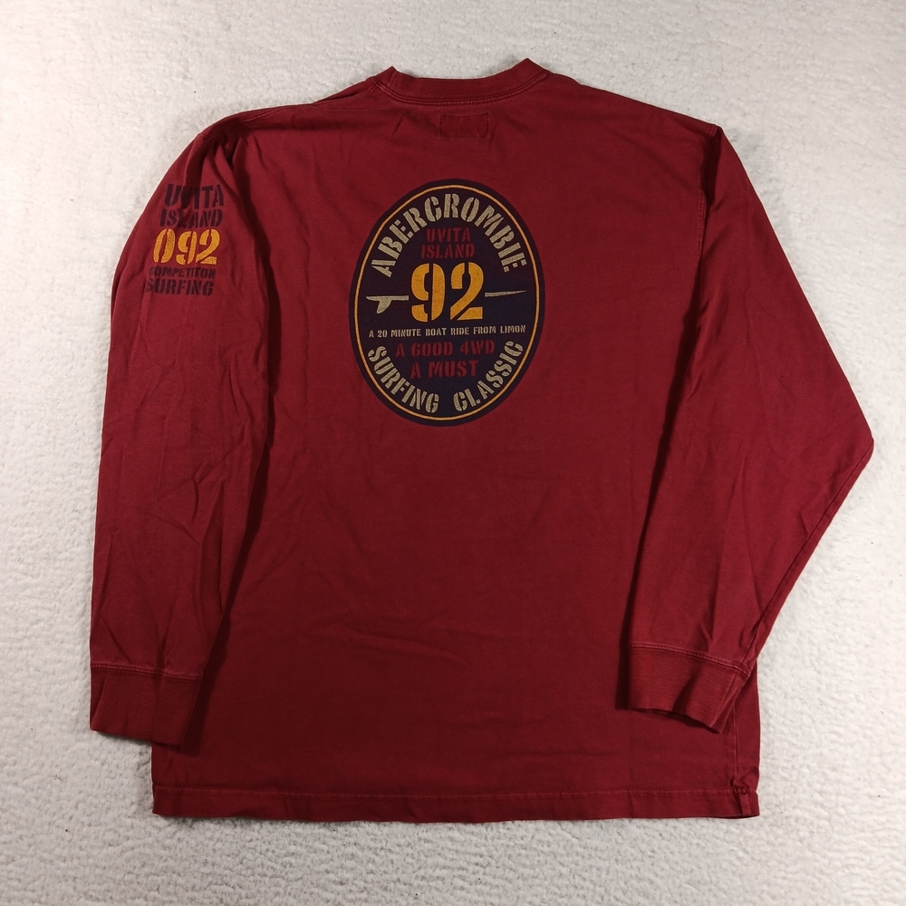 Vintage 90s Abercrombie & Fitch Shirt Mens XL Red Uvita Island 92 Surfing
